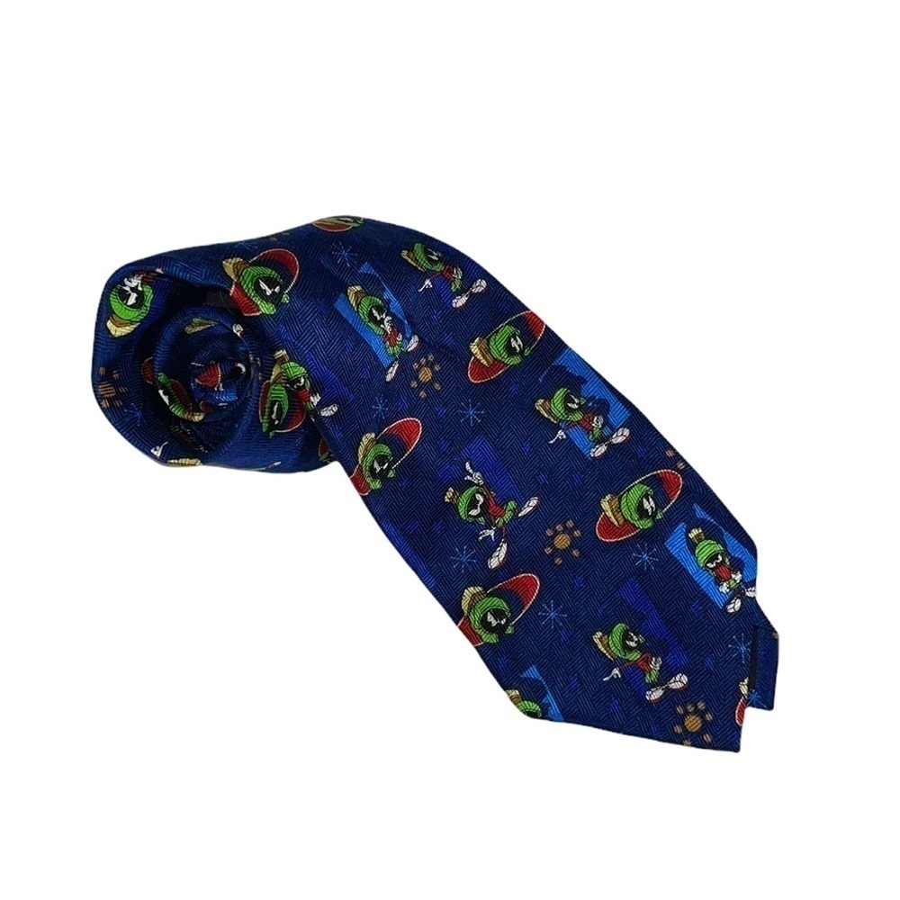 Vintage Classic Looney Tunes Silk Tie. Features Marvin The Martian - Picture 3 of 9